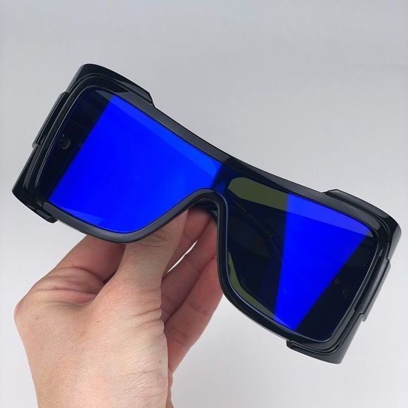 Versace VE4451 GB1/55 Sunglasses Black Grey Mirrored Blue Wraparound Unisex main image 13